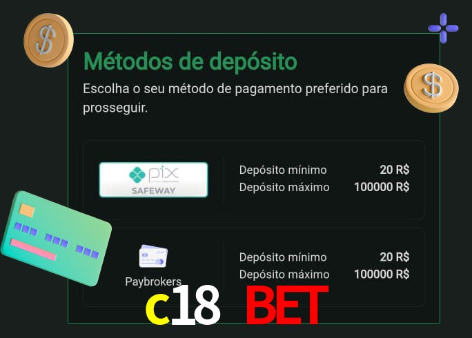 O cassino c18 bet oferece uma grande variedade de métodos de pagamento